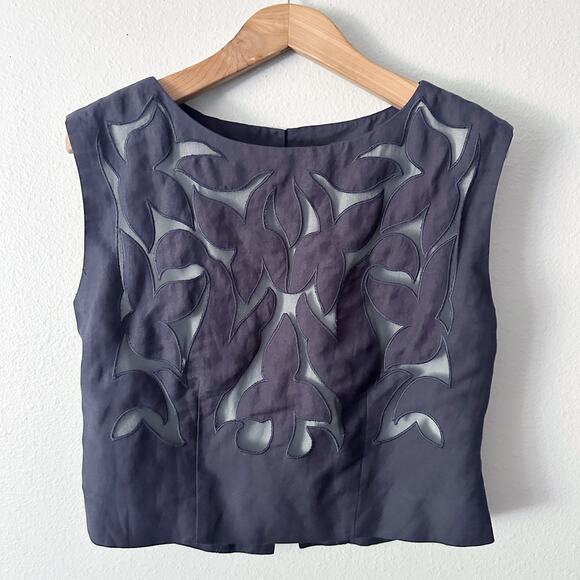 Nic & Zoe Special Edition Short Linen Leaf Cut out Sleeveless Top size 10 - Picture 1 of 9